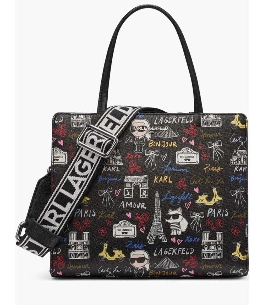 Karl Lagerfeld Paris Women's Maybelle Satchel Bag, Paris Travel Print